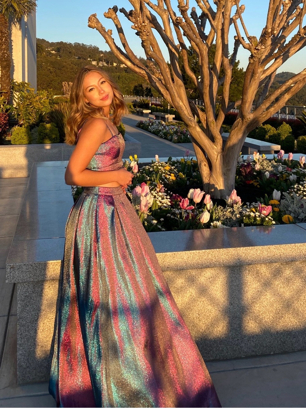 Windsor Iridescent Pink Blue Purple Prom Gown - Picture 1 of 2